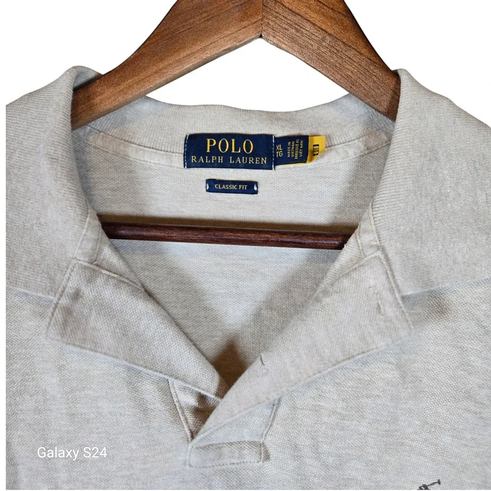 Polo Ralph Lauren Classic Fit Mens Beige Heathered Short Sleeve Polo Shirt XL